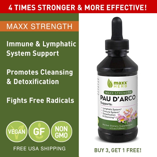IMMUNE SUPPORT SUPPLEMENT BY MAXX HERB | Pau D’ Arco Liquid Extract 4oz with dropper is Maxx Strength herbal dietary supplement. Maxx Herb dietary herbal supplement products.