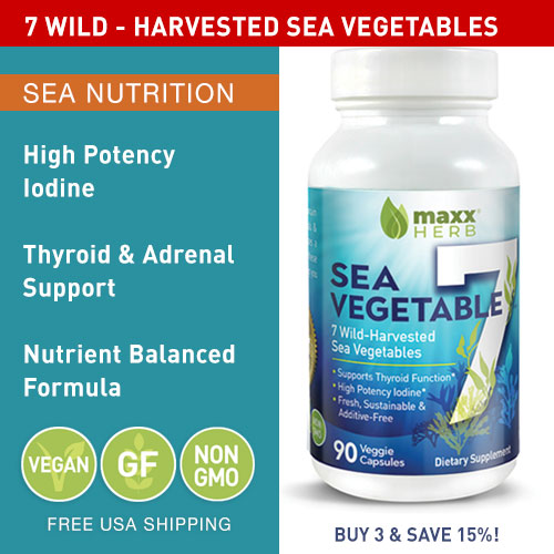 Sea Vegetable 7 is an all Natural Seaweed and Kelp Vegan Capsules. Natural Iodine Supplement for Thyroid Support.