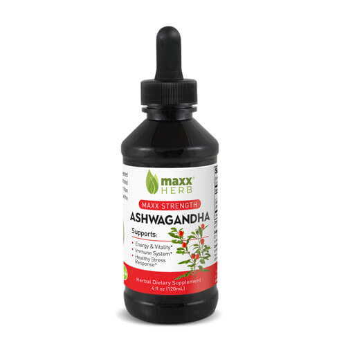 Ashwaghanda Liquid Extract Herbal Supplement Benefits | Made in USA by Maxx Herb Dietary Herbal Supplements