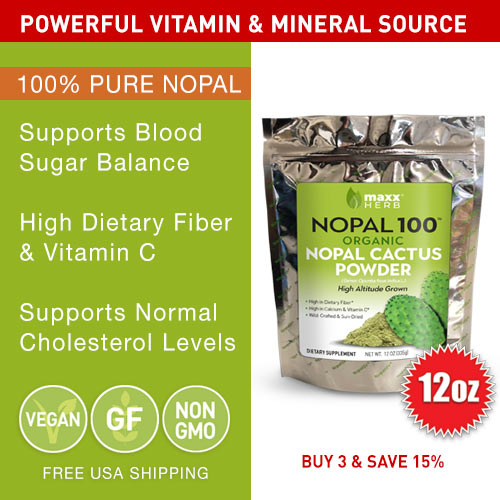 Organic Nopal Cactus Powder – Nopal Organic Green Leaf Powder for Healthy Digestion & Blood Sugar Balance, High in Dietary Fiber, Calcium & Vitamin C, Vegan, Non GMO and Gluten Free - 12 oz - 1 Bag