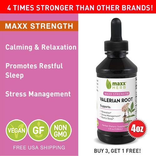 Maxx Herb's Valerian Root Liquid Extract 4oz with dropper Maximum Strength all natural herbal dietary supplement. Valerian Root extract supports relaxation and better sleep.