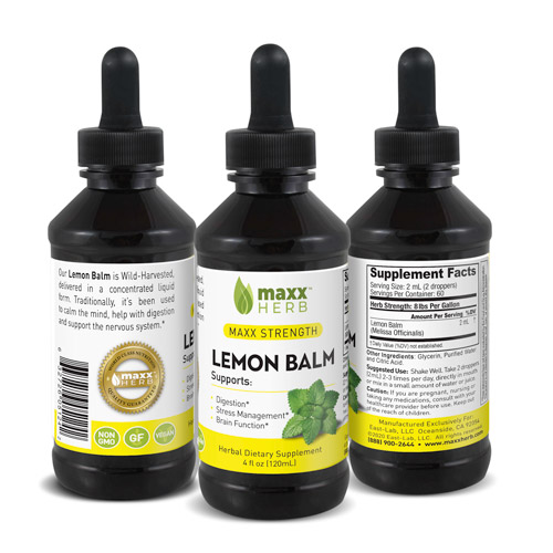 Lemon Balm Liquid Extract Supplement by Maxx Herb. Lemon Balm Herbal Supplements | Lemon Balm liquid extract max strength, absorbs better than Lemon Balm capsules, for Nervous System Support, Stress Relief and Stress Management.